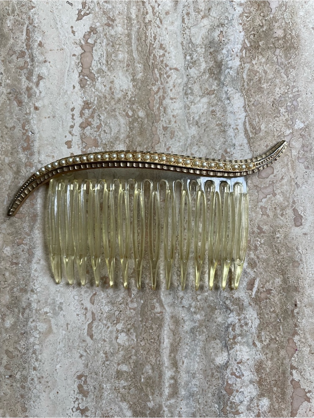 Vintage Pearl Accent Gold-Tone Hair Comb